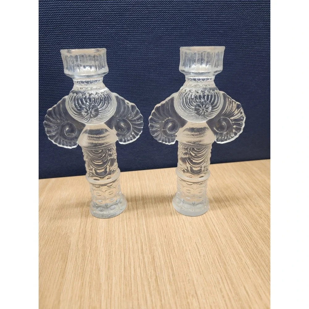 Pair of Bjorn Wiinblad‎ Glass Angel Candle Holders Rosenthal Studio Line Germany